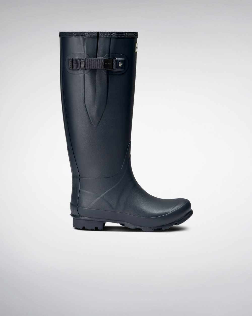 Womens Hunter Norris Field Wide Fit Rain Boots Navy | SZVFUR-819